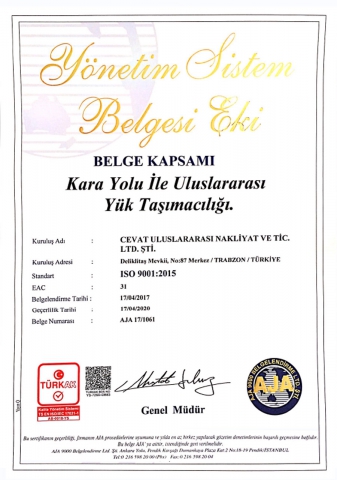 ISO 9001 Türkischer Umfang